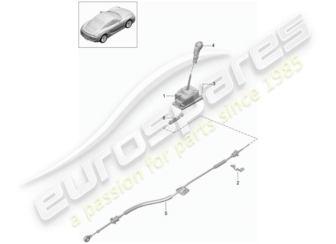 porsche 2014 (981 cayman) selector lever - pdk - part diagram