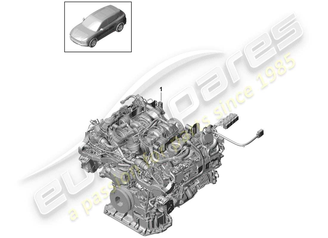 porsche 2018 (cayenne e3 9ya/9yb) replacement engine (complete) parts diagram