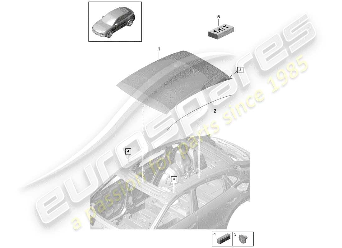 porsche 2020 (cayenne e3 9ya/9yb) glass roof part diagram