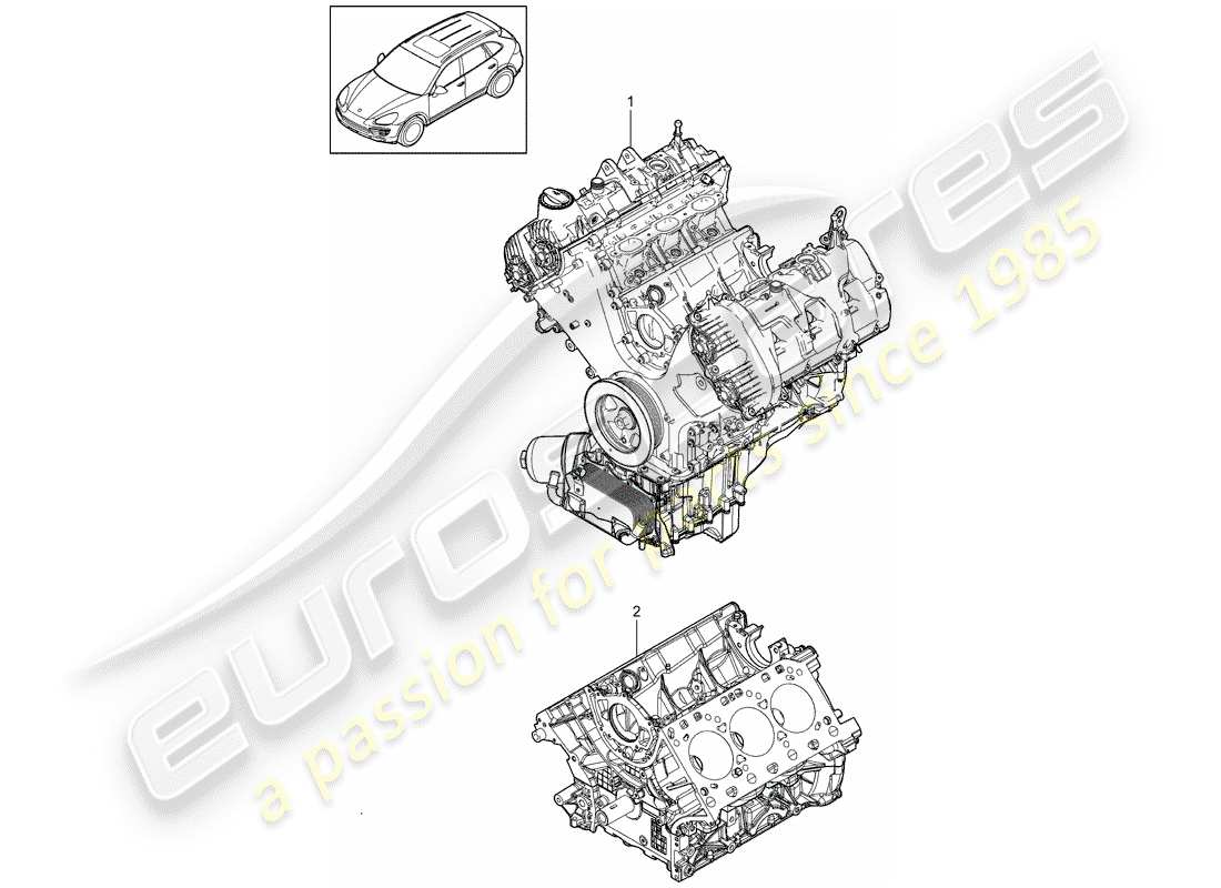 porsche 2012 (cayenne e2 92a) base engine short block part diagram