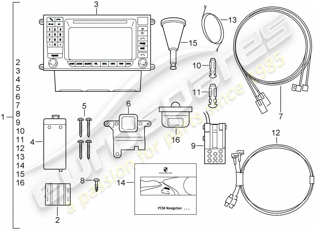 porsche tequipment cayenne (2017) navigation system parts diagram