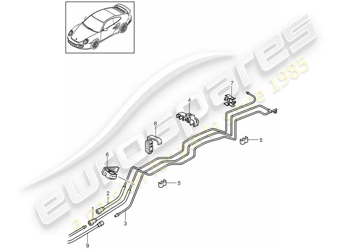 porsche 2011 (997-2 turbo / gt2 rs) fuel system parts diagram
