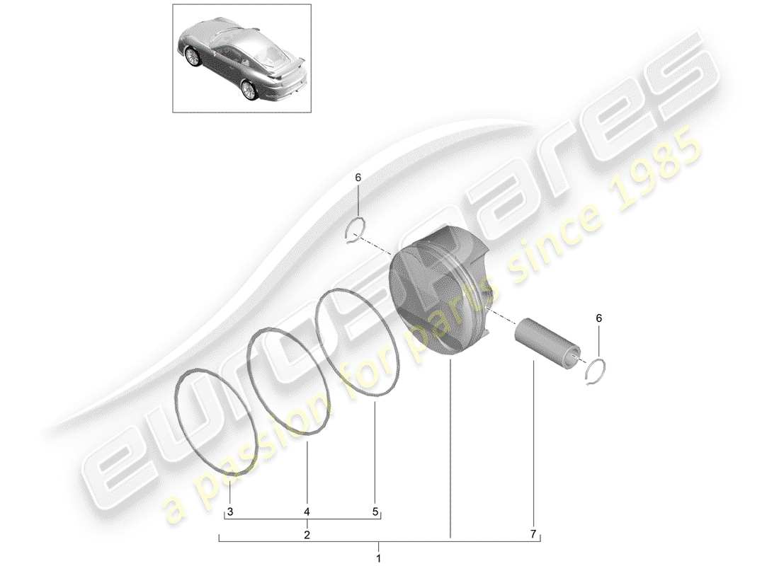 porsche 2014 (991-1 r/gt3/rs) piston part diagram