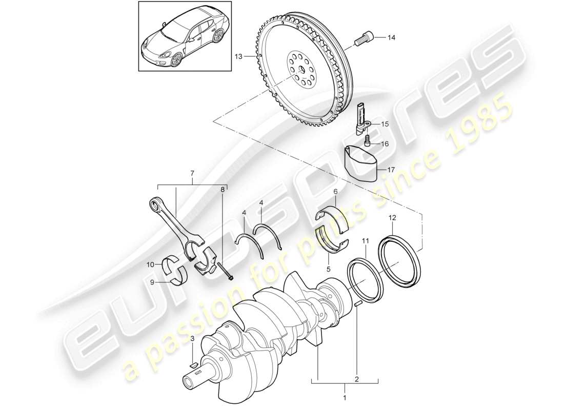 porsche 2012 (panamera 970) crankshaft conrod part diagram