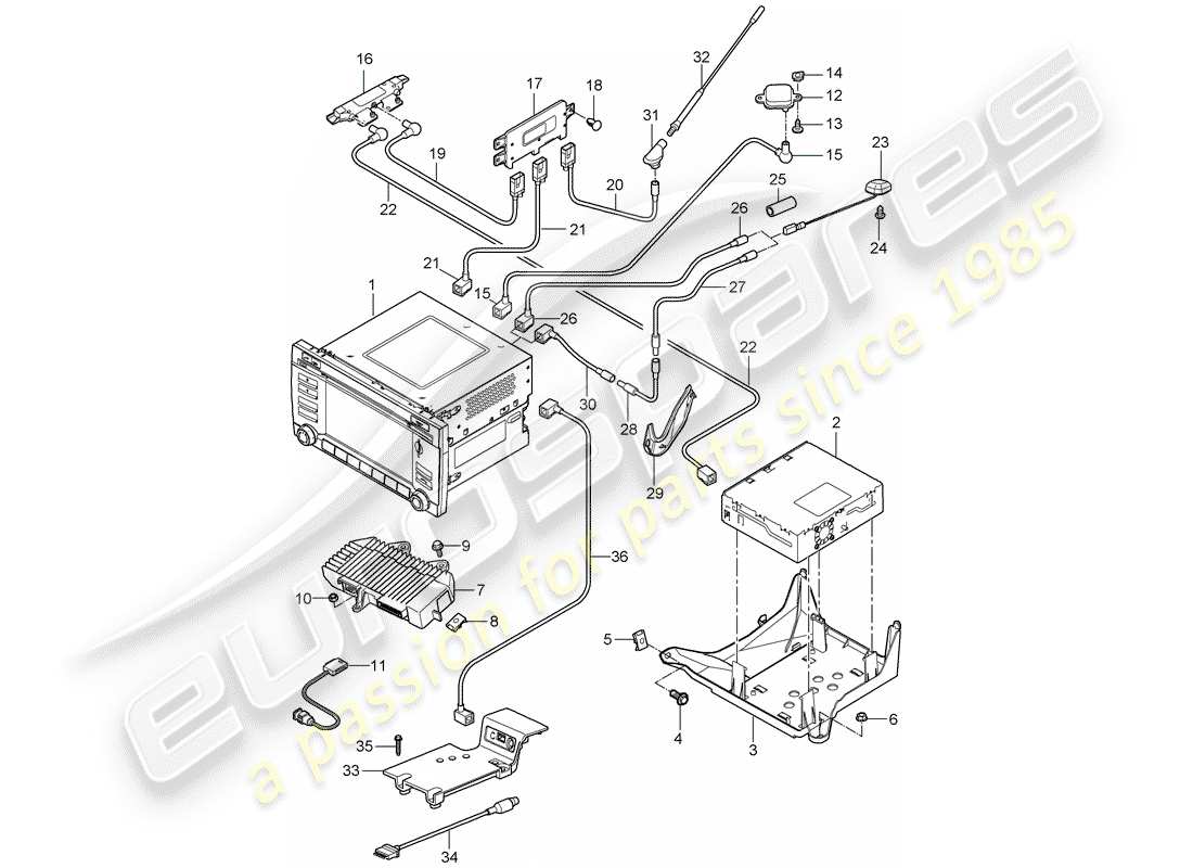 porsche 2012 (997-2 turbo / gt2 rs) operating unit parts diagram