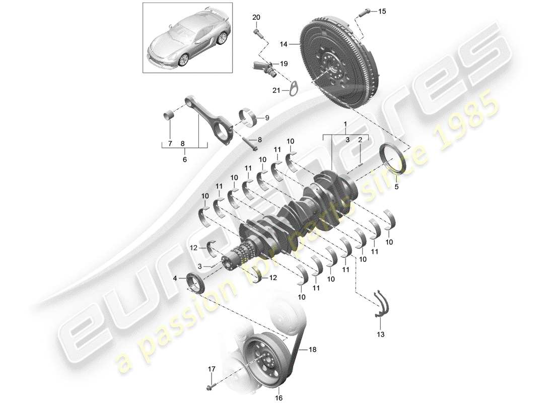 porsche 2016 (981 cayman gt4) crankshaft part diagram