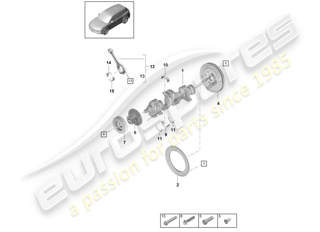 porsche 2020 (cayenne e3 9ya/9yb) crankshaft conrod vibration damper part diagram