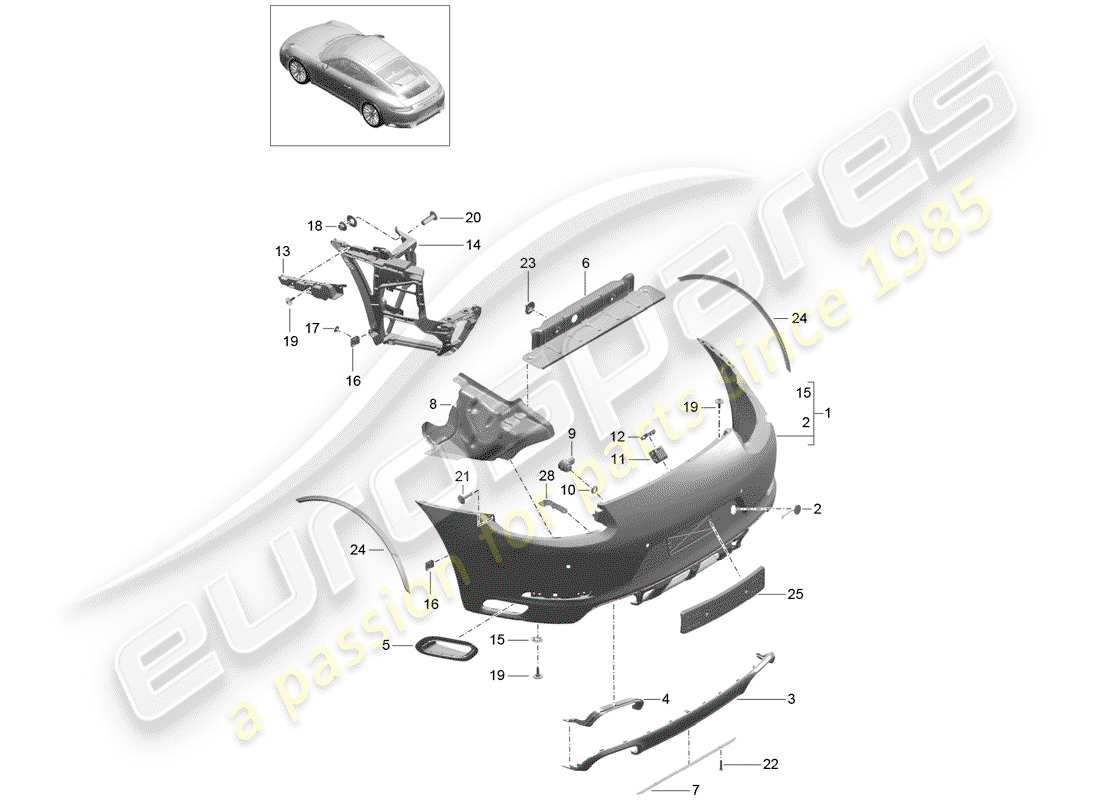 porsche 991 gen. 2 (2017) bumper parts diagram