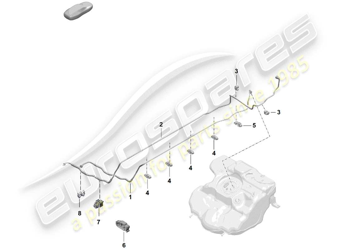 porsche 2020 (718 boxster spyder) fuel line front fuel supply system parts diagram