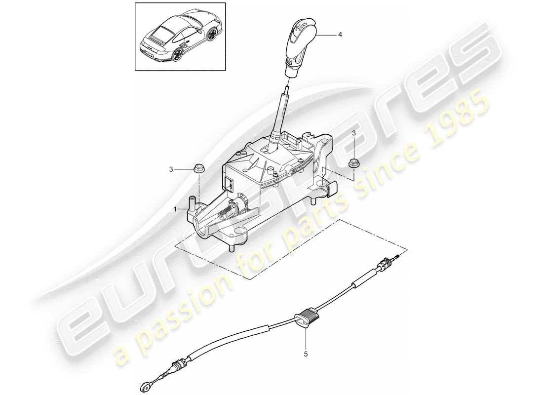 porsche 2012 (997-2 turbo / gt2 rs) selector lever parts diagram