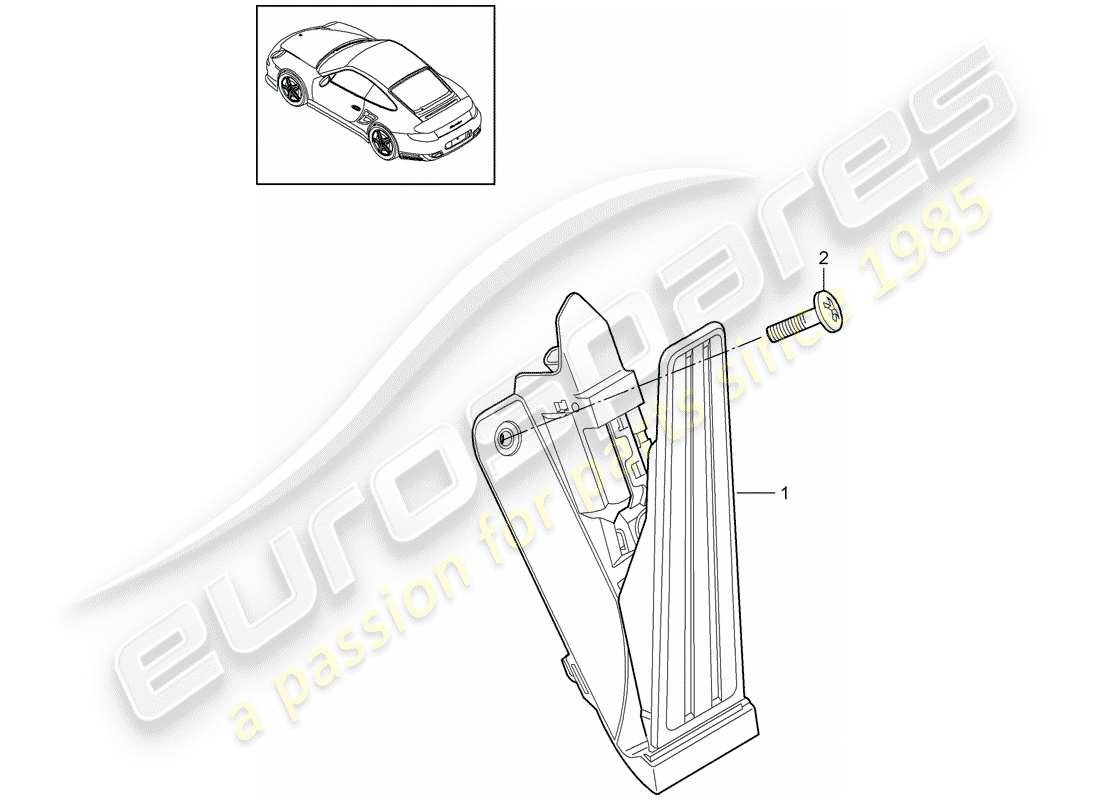 porsche 2011 (997-2 turbo / gt2 rs) pedals parts diagram