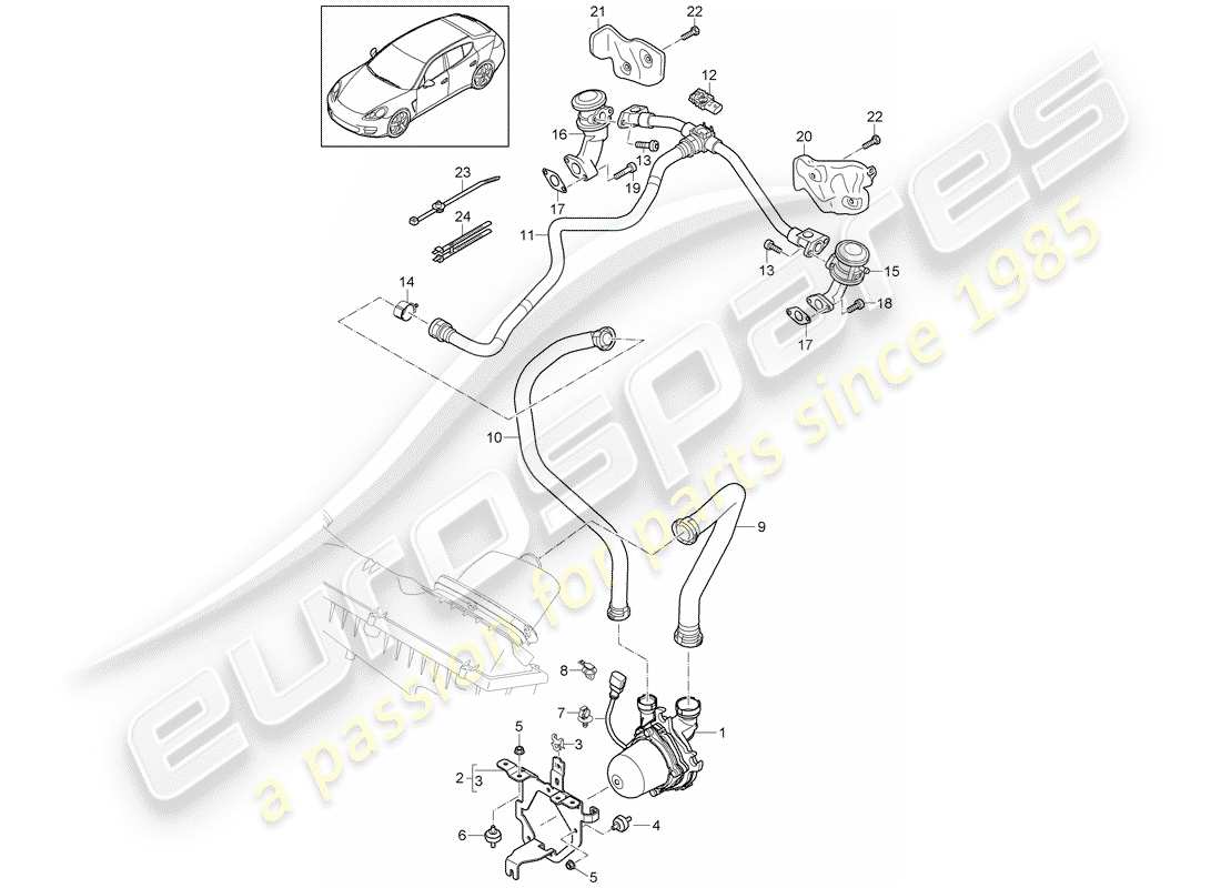 porsche 2013 (panamera 970) exhaust purification system w. secondary air injection part diagram