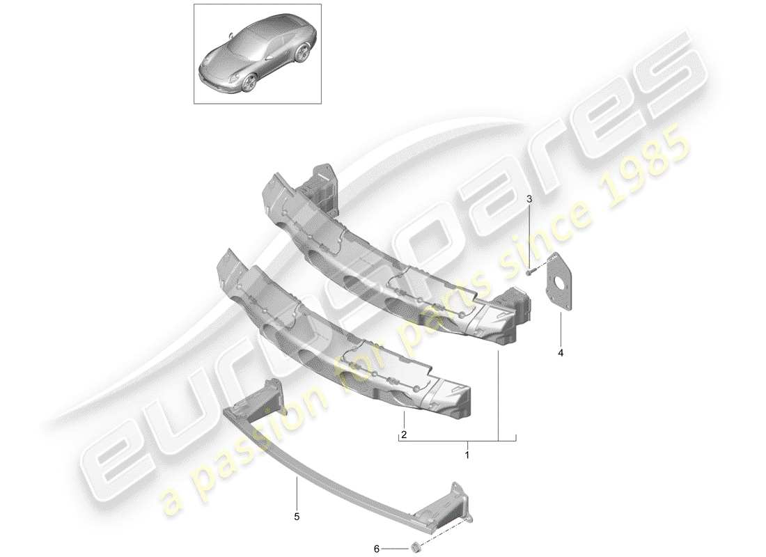 porsche 2016 (991-1) bumper carrier front parts diagram