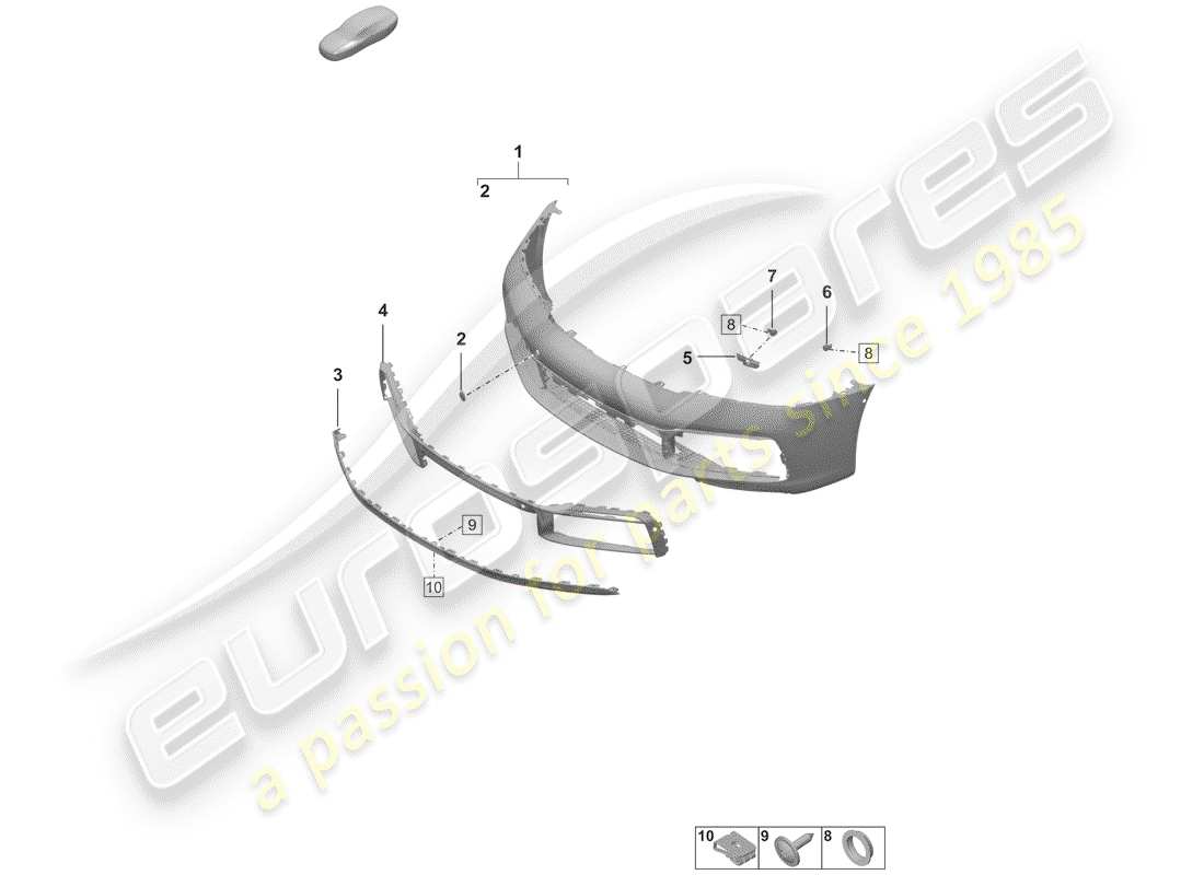 porsche 2020 (992-1) bumper front parts diagram