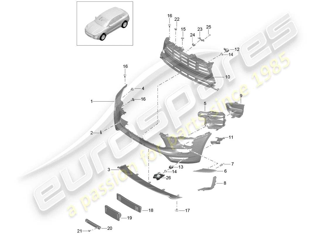porsche macan (2014) bumper parts diagram