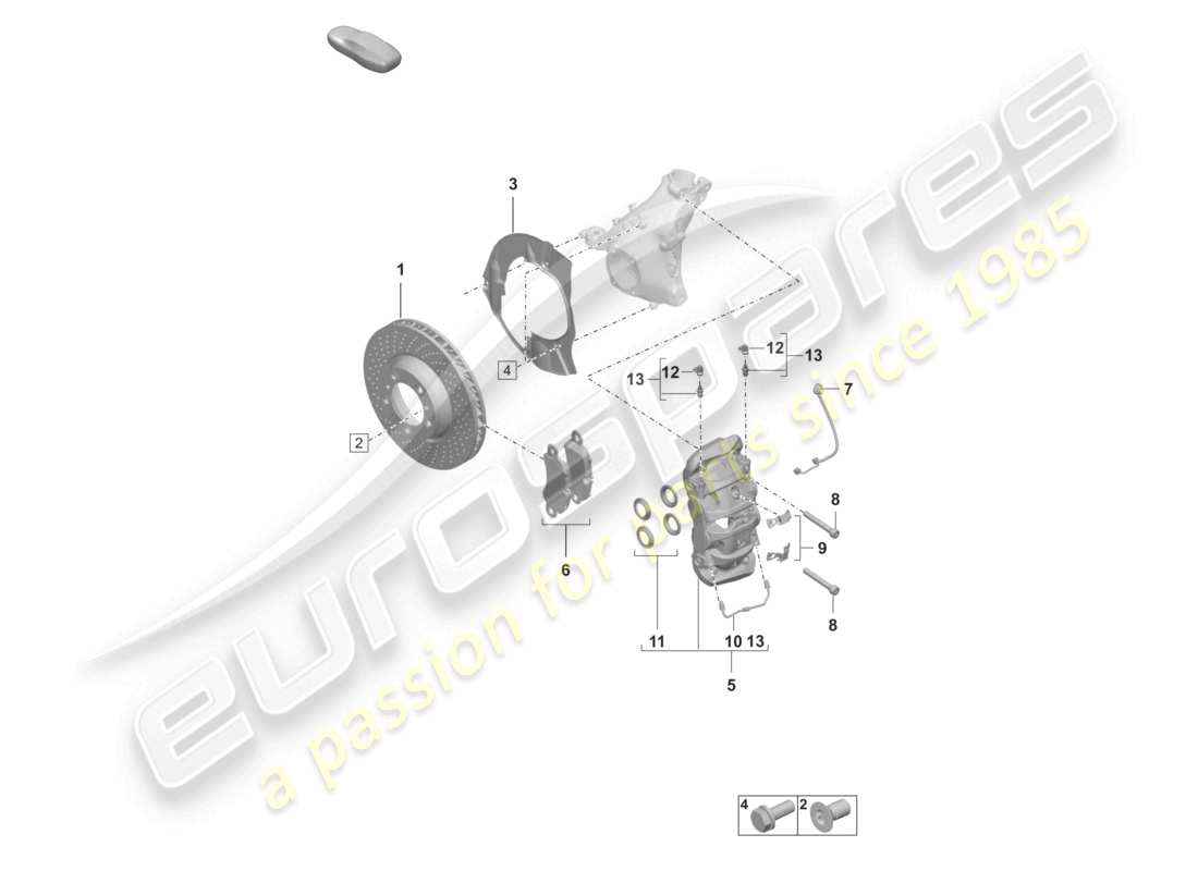 porsche 2020 (992-1) disc brake 17 front axle black parts diagram