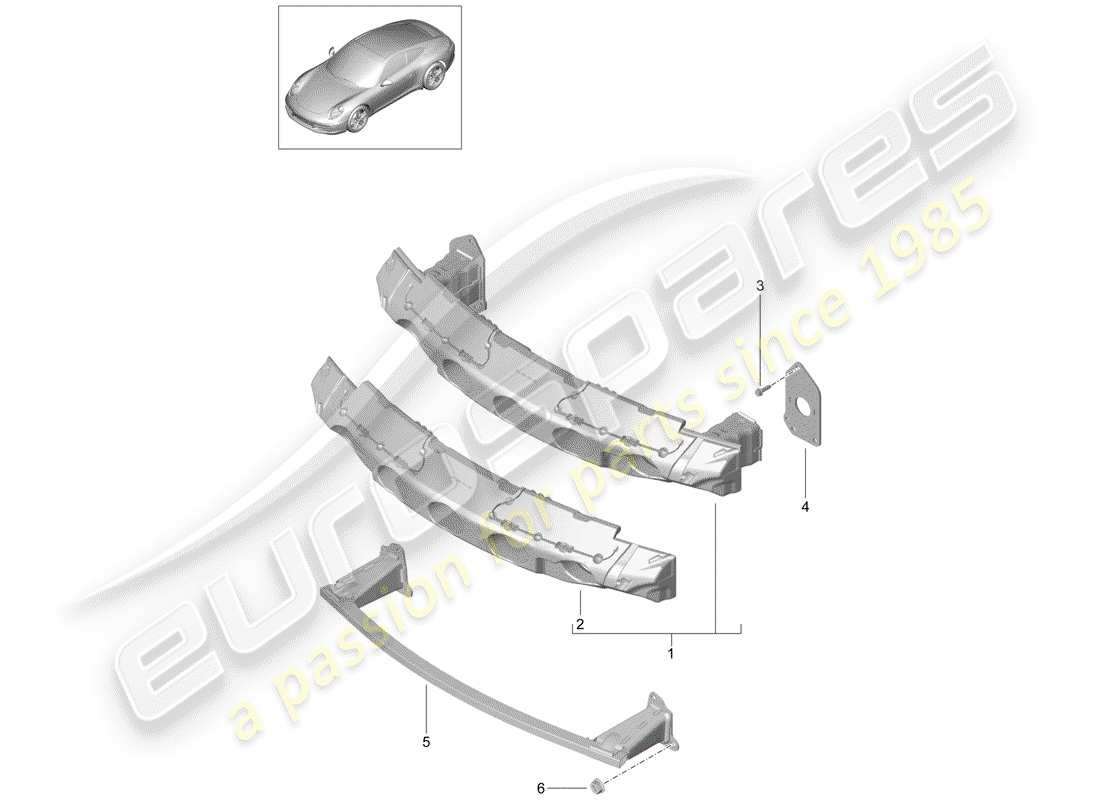 porsche 991 (2015) bumper bracket parts diagram