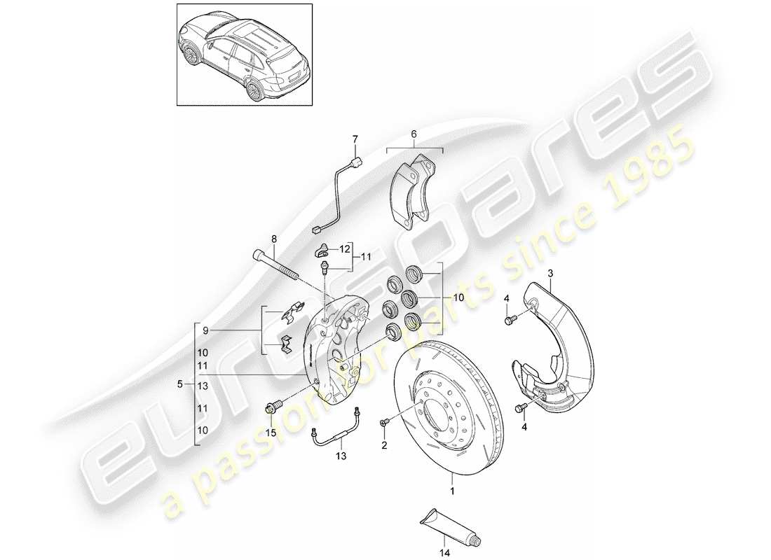 porsche 2017 (cayenne e2 92a) disc brake front axle d - mj 2015>> part diagram
