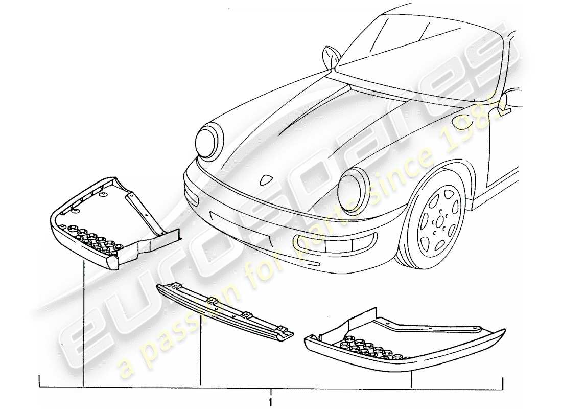 porsche 1986 (tequipment) front spoiler parts diagram