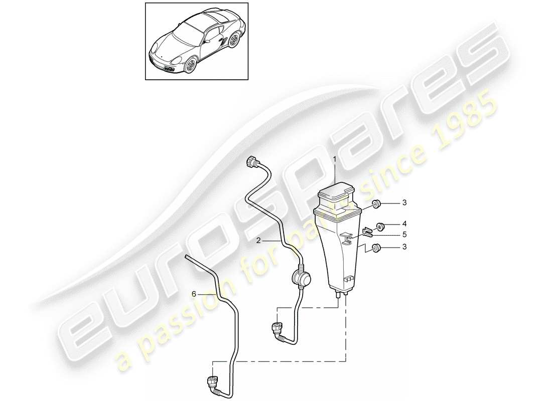 porsche 2012 (987 cayman) activated charcoal container part diagram