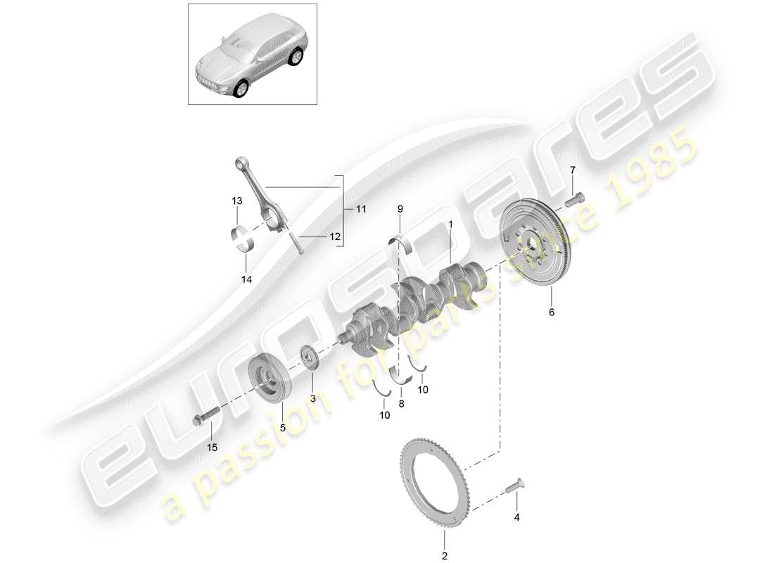 porsche 2014 (macan) crankshaft conrod parts diagram