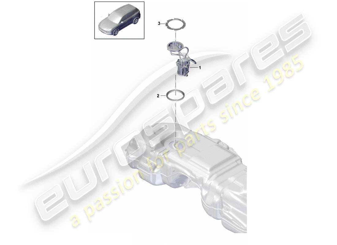 porsche 2020 (cayenne e3 9ya/9yb) fuel tank fuel pump part diagram