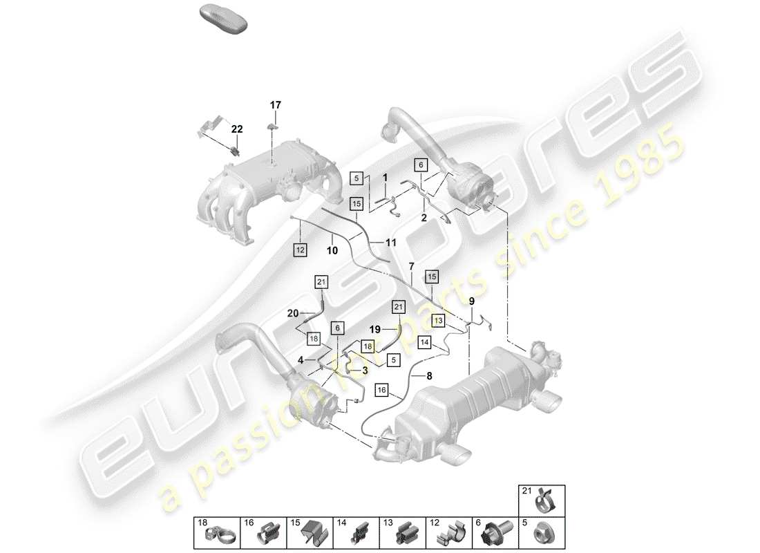 porsche 2020 (718 boxster spyder) petrol particulate filter exhaust flap control unit parts diagram