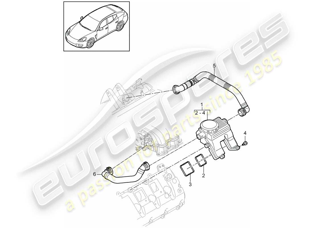 porsche 2013 (panamera 970) crankcase housing ventilation part diagram