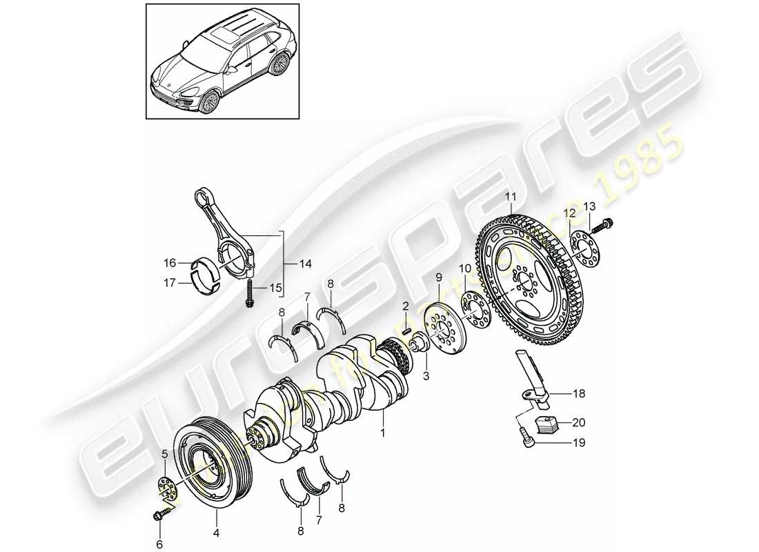 porsche 2013 (cayenne e2 92a) crankshaft conrod part diagram