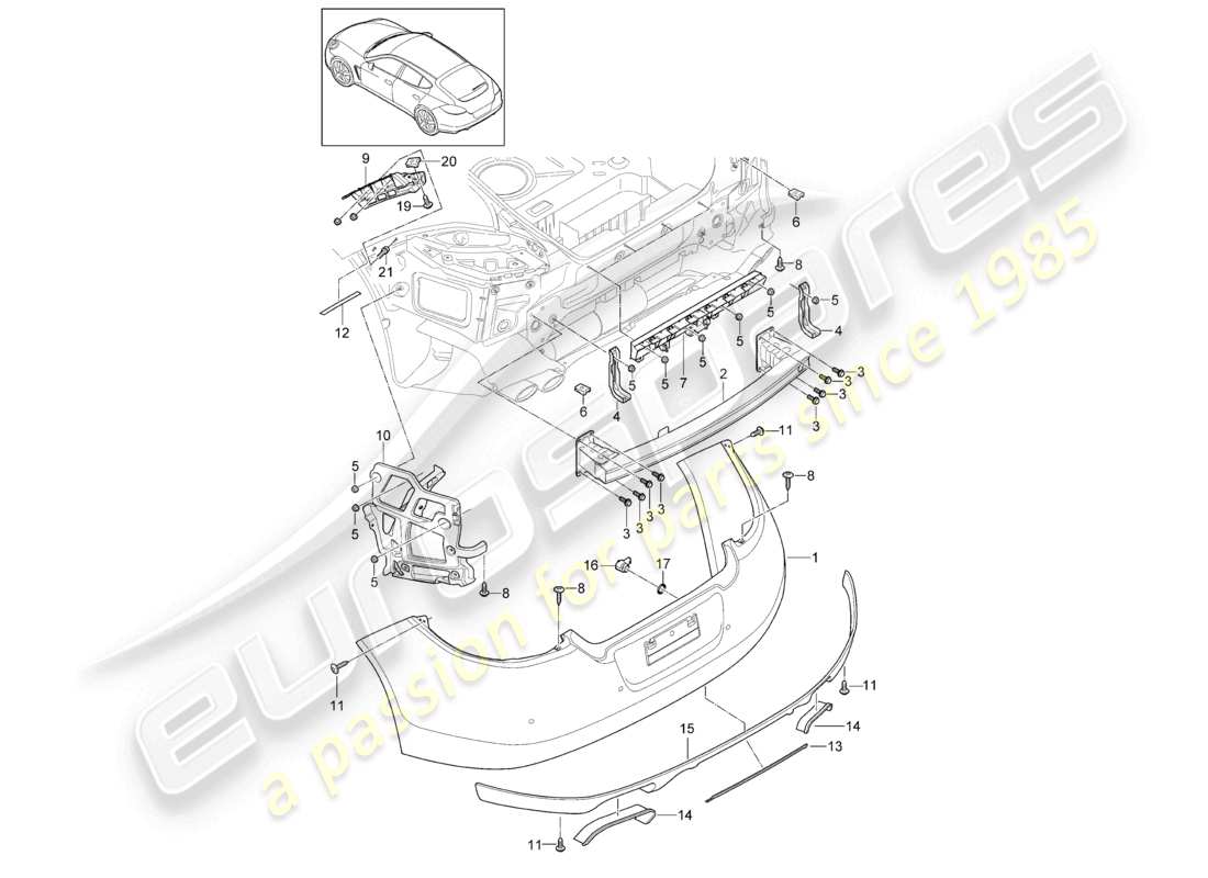 porsche 2012 (panamera 970) bumper rear d >>- mj 2013 part diagram