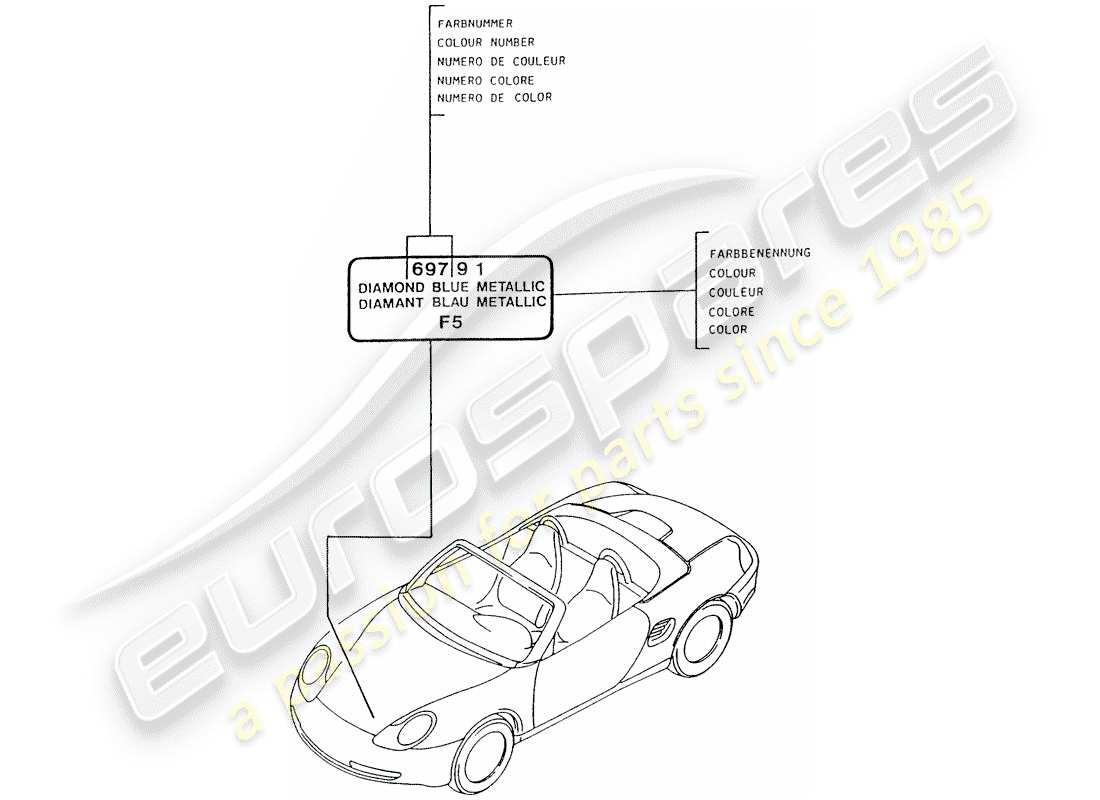 porsche 2001 (986 boxster) paint touch-up applicator parts diagram