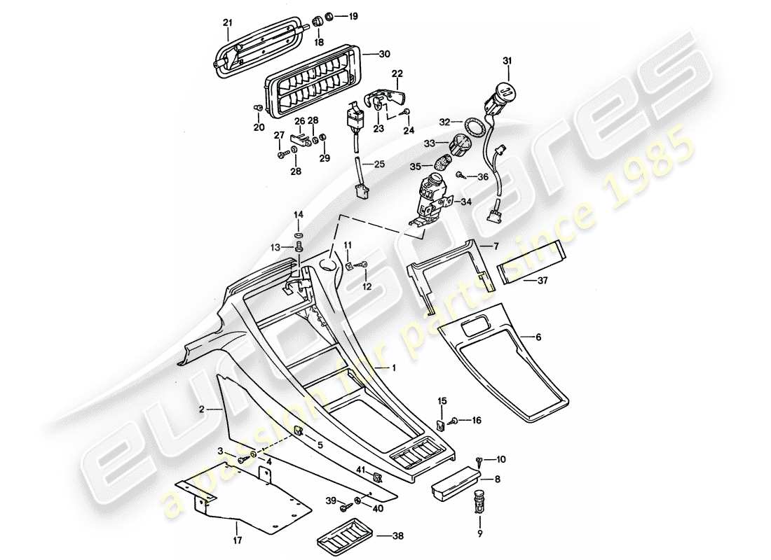 porsche 1993 (928) center console parts diagram
