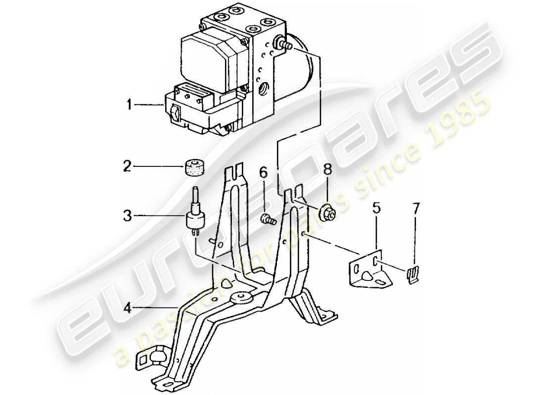 porsche 2002 (996 gt3) hydraulic unit - anti-locking brake syst. -abs- - d >> - mj 2002 part diagram