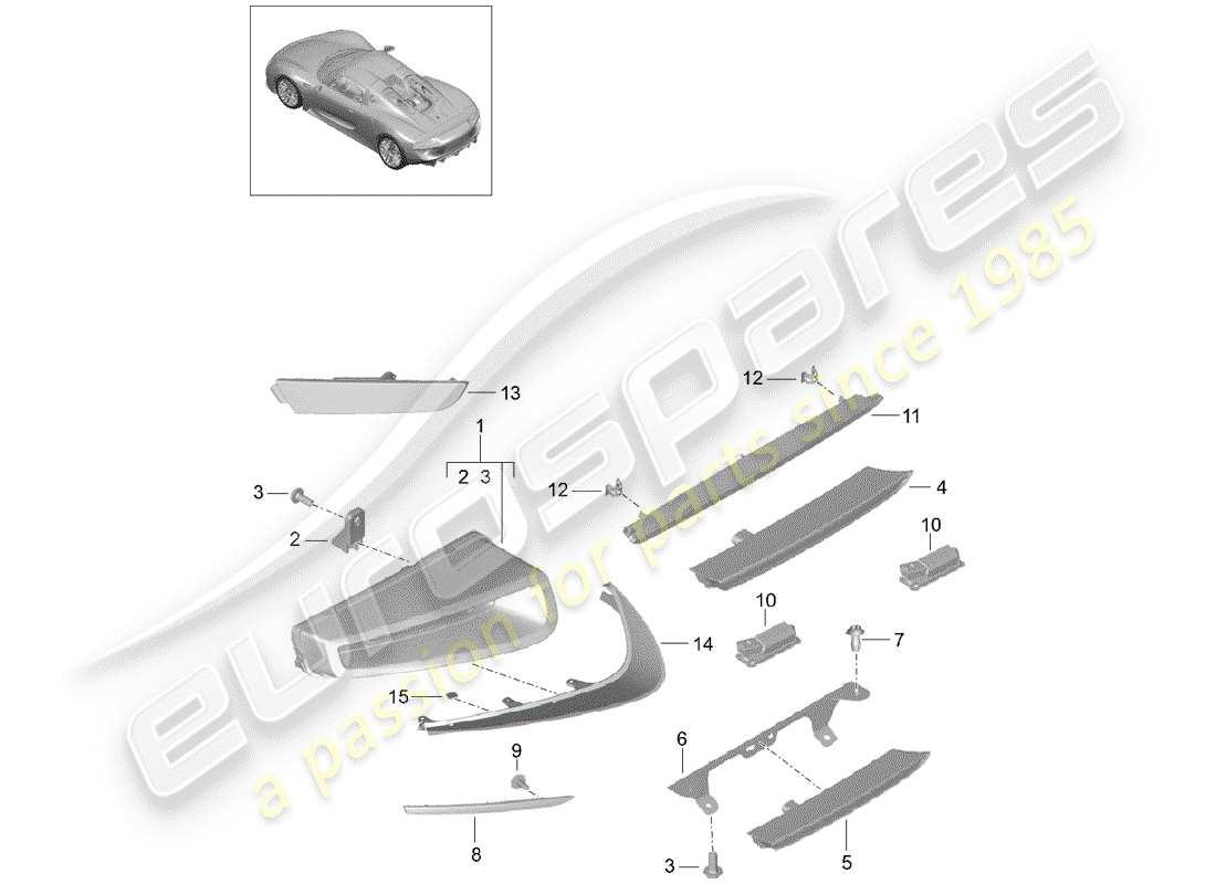 porsche 2015 (918 spyder) rear light parts diagram