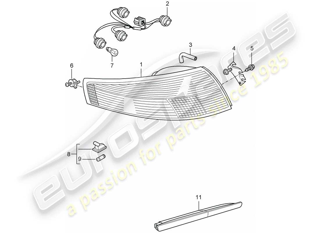 porsche 2009 997-2 turbo / gt2 rear light parts diagram