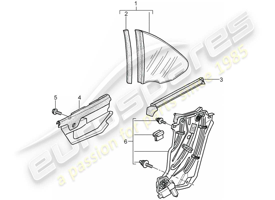porsche 2009 997-2 turbo / gt2 side window parts diagram