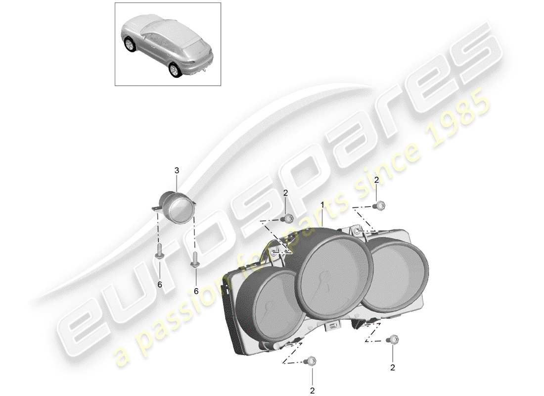 porsche 2016 (macan) combi-instrument dial silver-black stopwatch d >>- mj 2016 part diagram