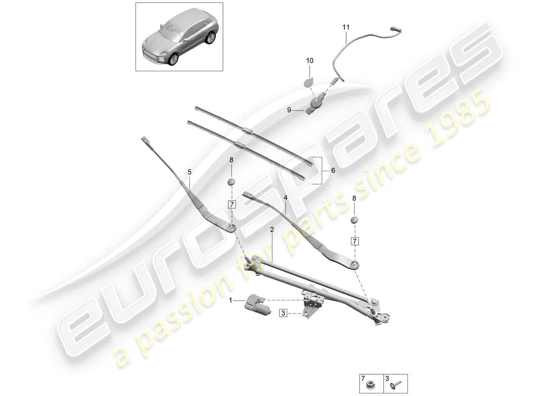porsche 2019 (macan) windscreen wiper system, compl sensor for air humidity, rain and light detection part diagram