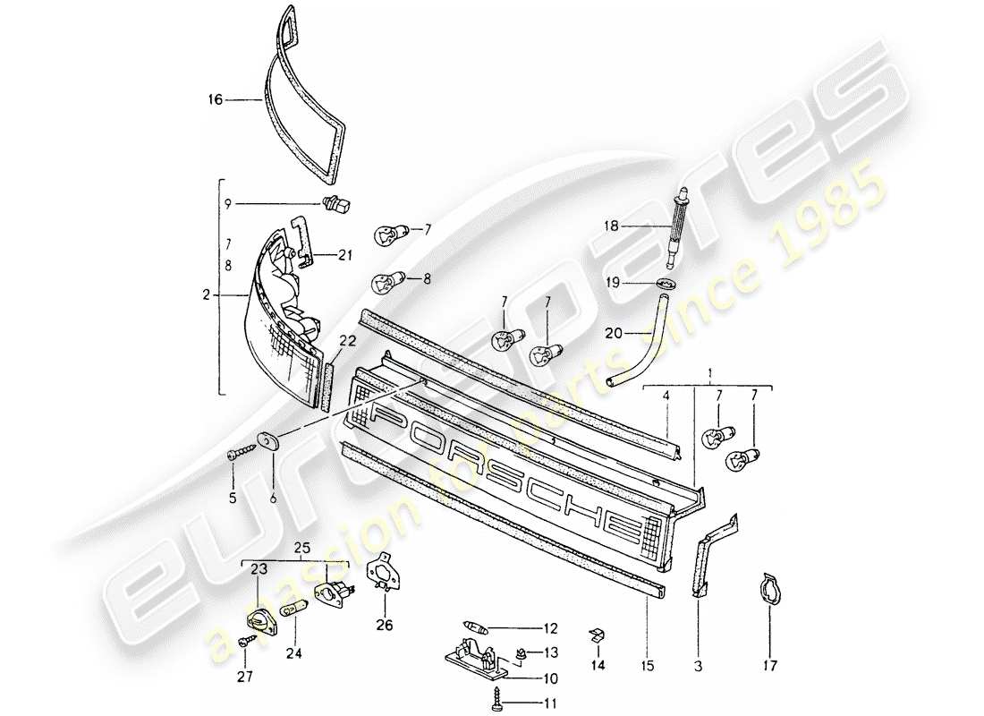 porsche 1989 (964) covering - combined lights parts diagram
