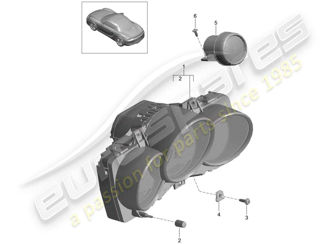 porsche 2013 (981 boxster) combi-instrument stopwatch parts diagram