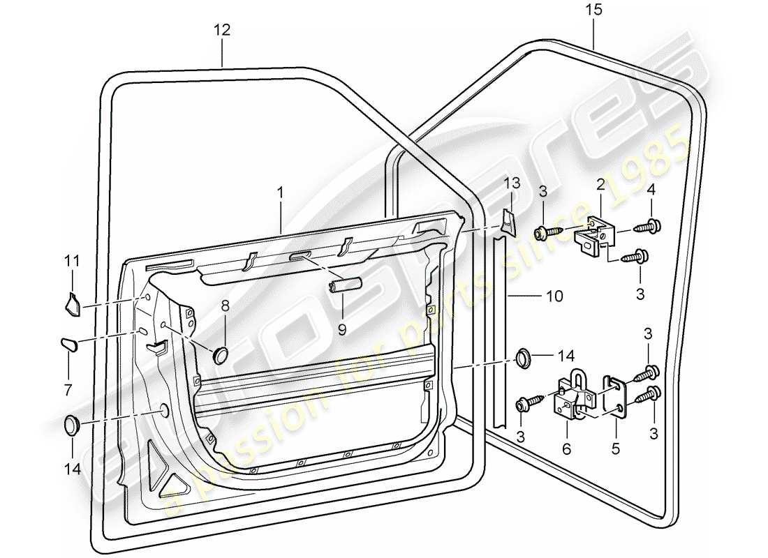 porsche 2008 (cayenne e1 9pa) door shell front gaskets part diagram