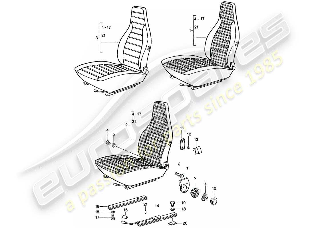 porsche 1986 (911) front seat - complete - d >> - mj 1984 part diagram