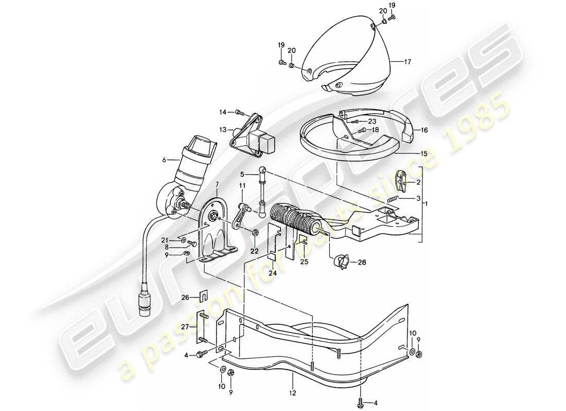 porsche 1993 (968) pop-up headlight part diagram