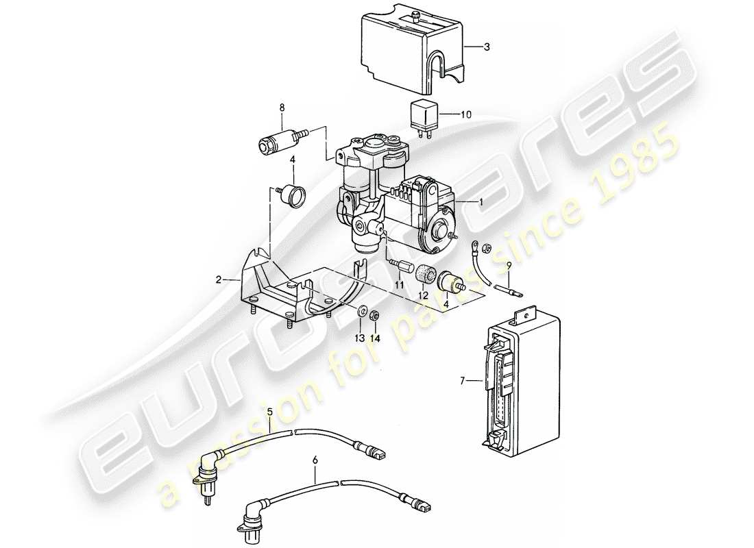 porsche 1992 (968) hydraulic unit - anti-locking brake syst. -abs- part diagram