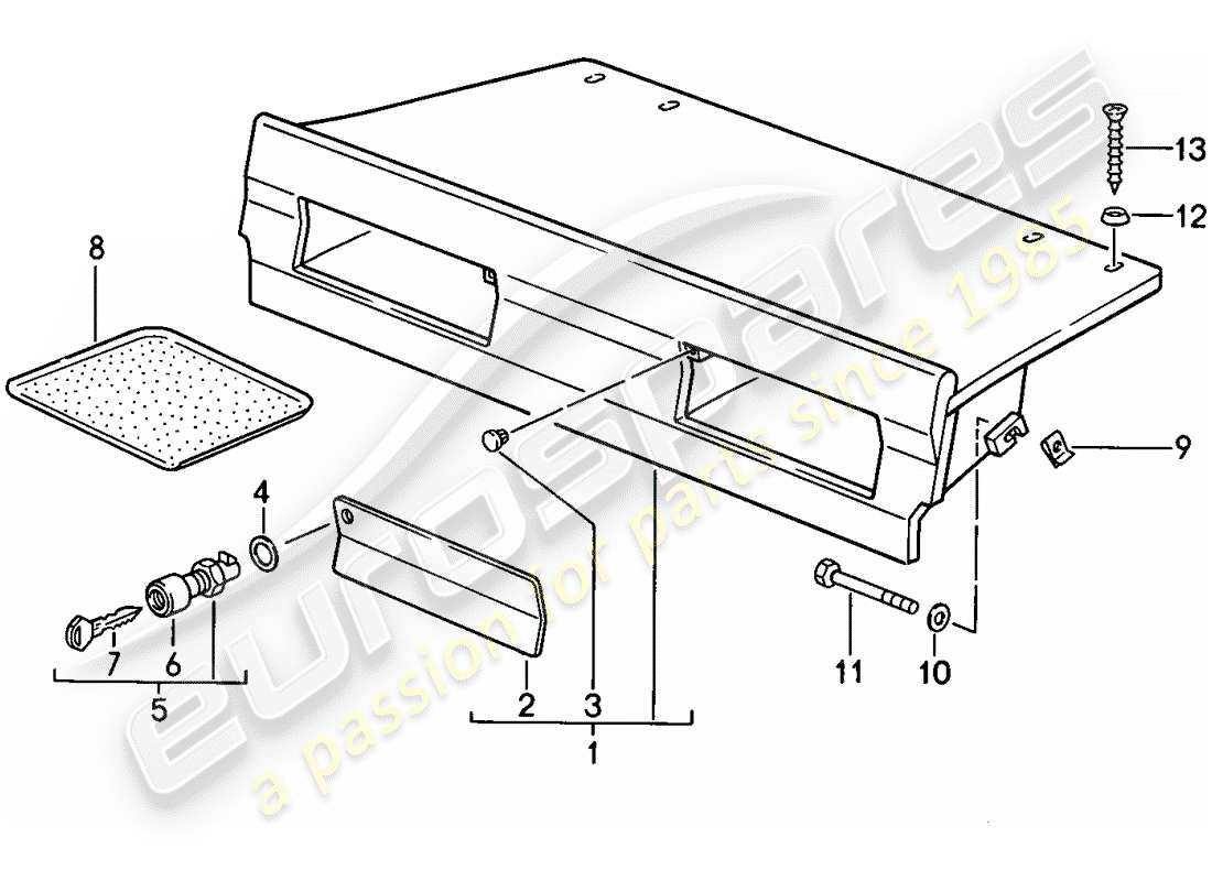 porsche 1985 (911) rear luggage dump part diagram