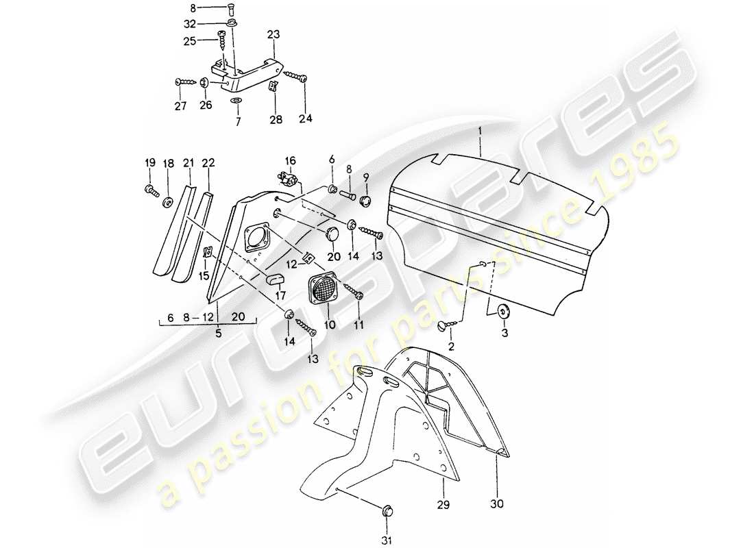 porsche 1994 (993) interior equipment parts diagram