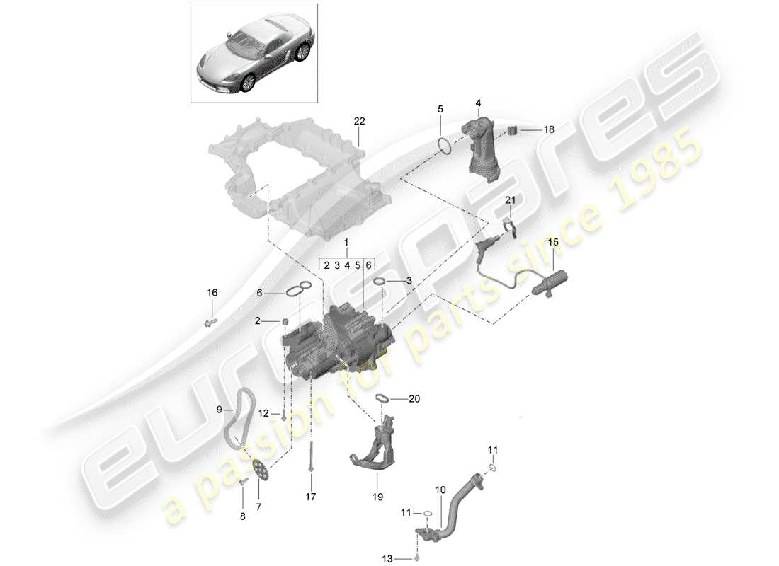 porsche 2019 (718 boxster) engine (oil press./lubrica.) oil pump parts diagram