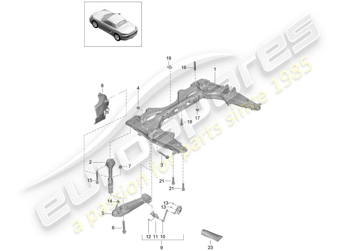 porsche 2019 (718 boxster) cross member wishbone parts diagram