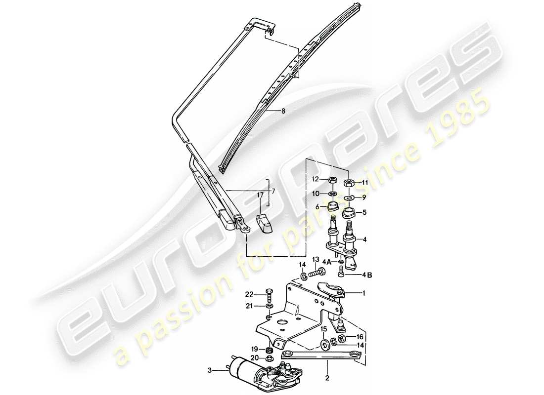 porsche 1979 (928) windscreen wiper system parts diagram