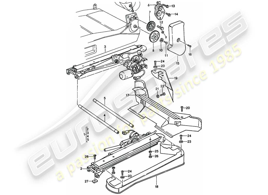 porsche 1982 (928) seat adjuster - comfort seat - single parts parts diagram
